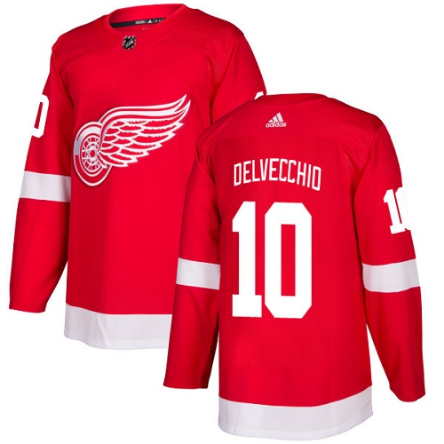 Adidas Men Detroit Red Wings 10 Alex Delvecchio Red Home Authentic Stitched NHL Jersey